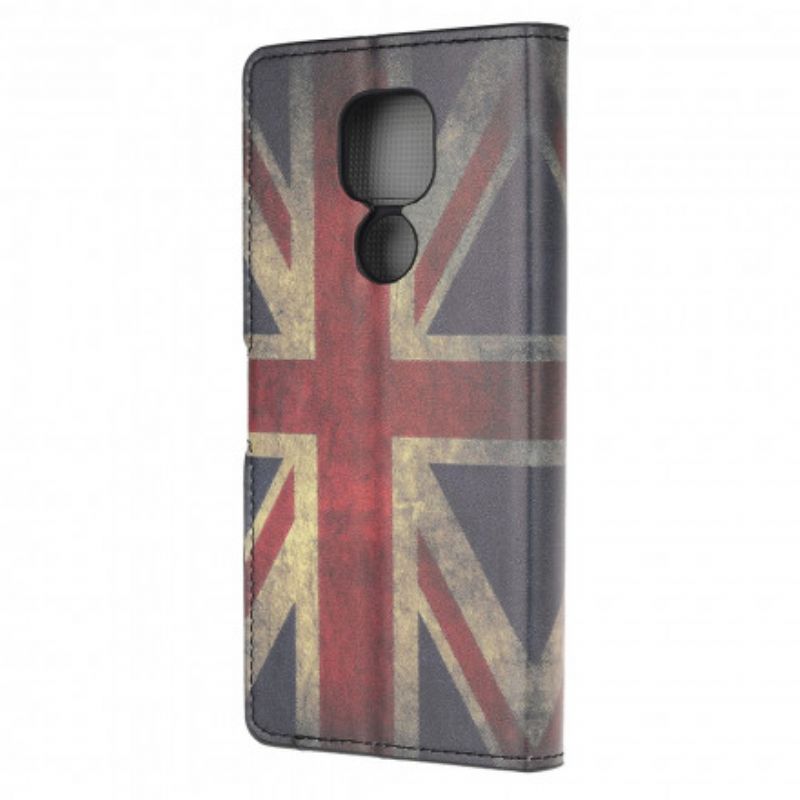 Læder Cover Moto G9 Play Englands Flag