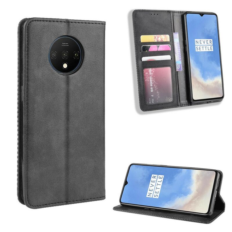 Cover OnePlus 7T Flip Cover Vintage Stiliseret Lædereffekt