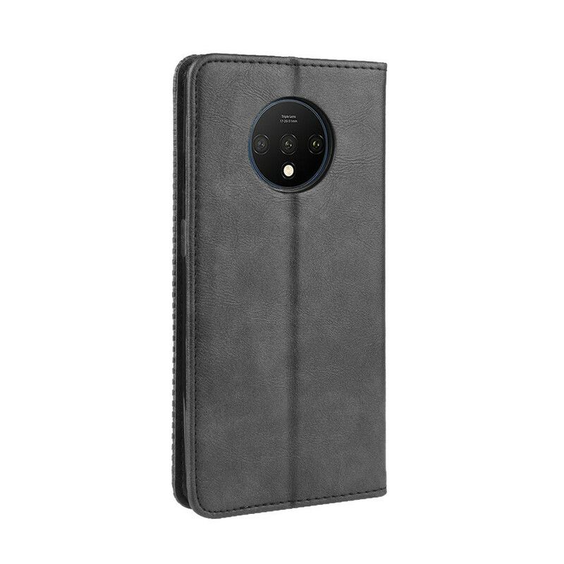 Cover OnePlus 7T Flip Cover Vintage Stiliseret Lædereffekt