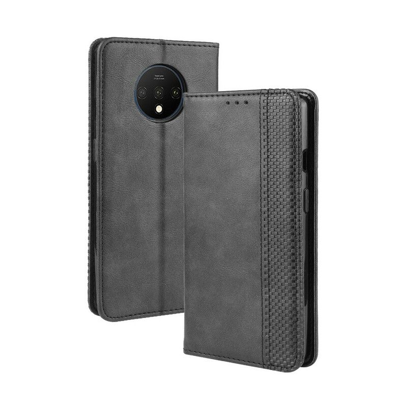 Cover OnePlus 7T Flip Cover Vintage Stiliseret Lædereffekt