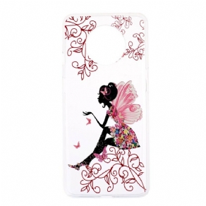 Mobilcover OnePlus 7T Transparent Blomsterfe