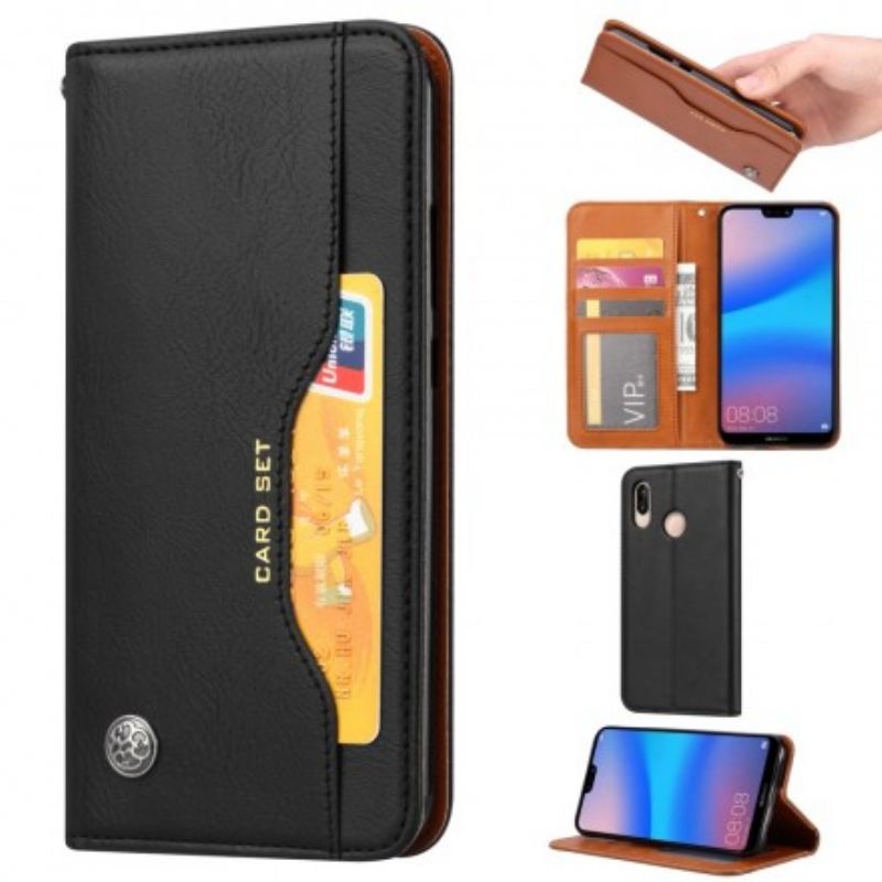 Cover Huawei Y6 2019 / Honor 8A Flip Cover Faux Læder Kortholder