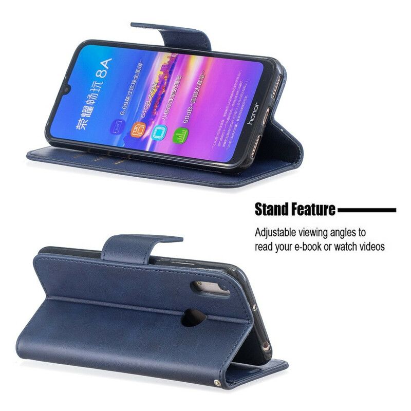 Flip Cover Huawei Y6 2019 / Honor 8A Læder Cover Glat Skrå Klap