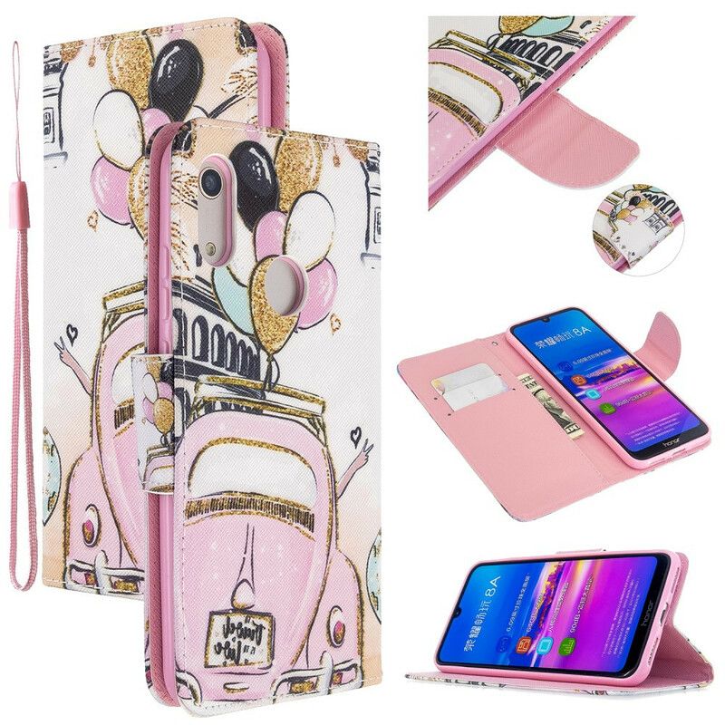 Læder Cover Huawei Y6 2019 / Honor 8A Mariehøneballoner