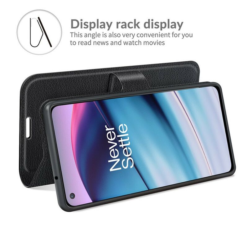 Flip Cover OnePlus Nord CE 5G Klassisk Litchieffekt