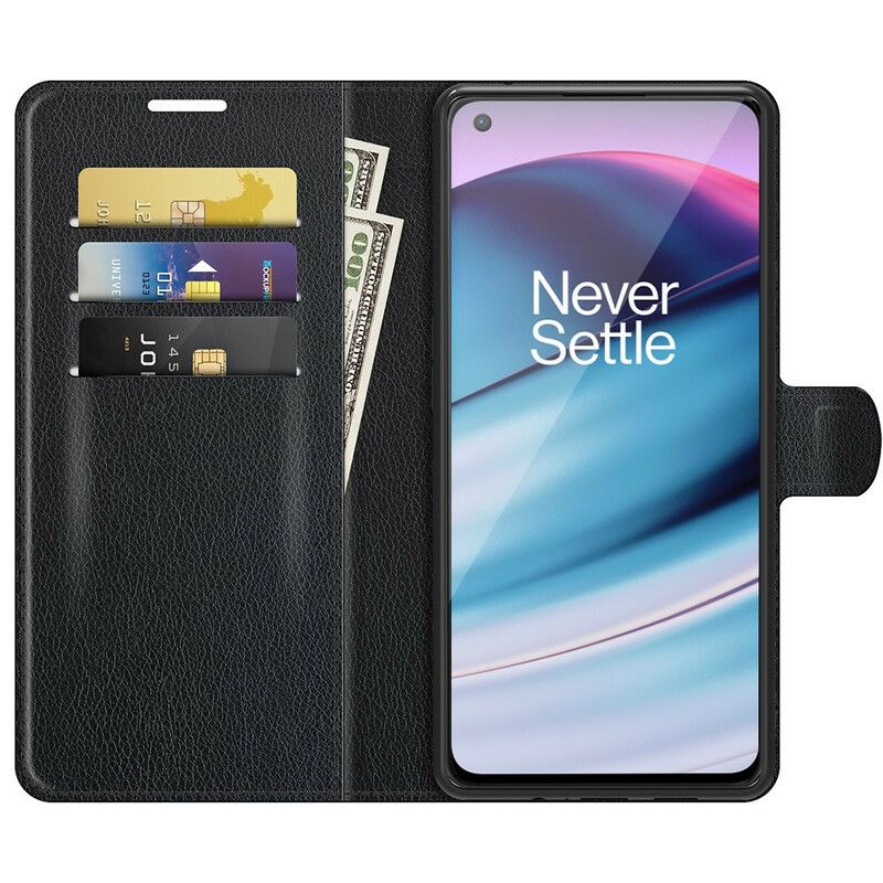 Flip Cover OnePlus Nord CE 5G Klassisk Litchieffekt