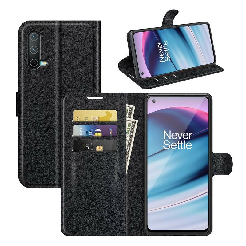 Flip Cover OnePlus Nord CE 5G Klassisk Litchieffekt