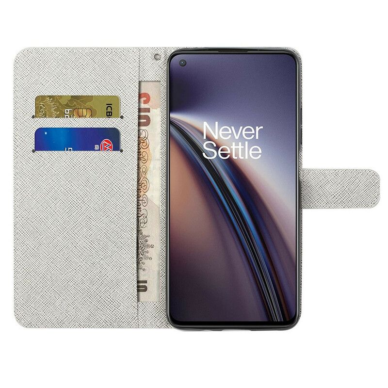 Flip Cover OnePlus Nord CE 5G Med Snor Sommerfugle Med Diamantrem