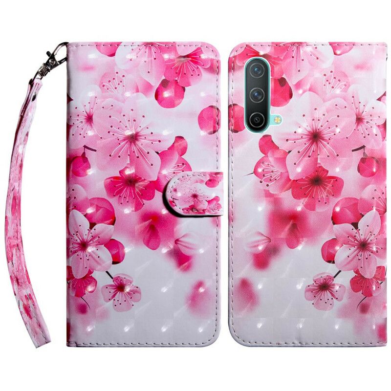 Flip Cover OnePlus Nord CE 5G Pink Blomster