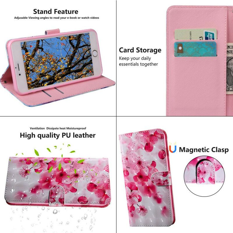 Flip Cover OnePlus Nord CE 5G Pink Blomster