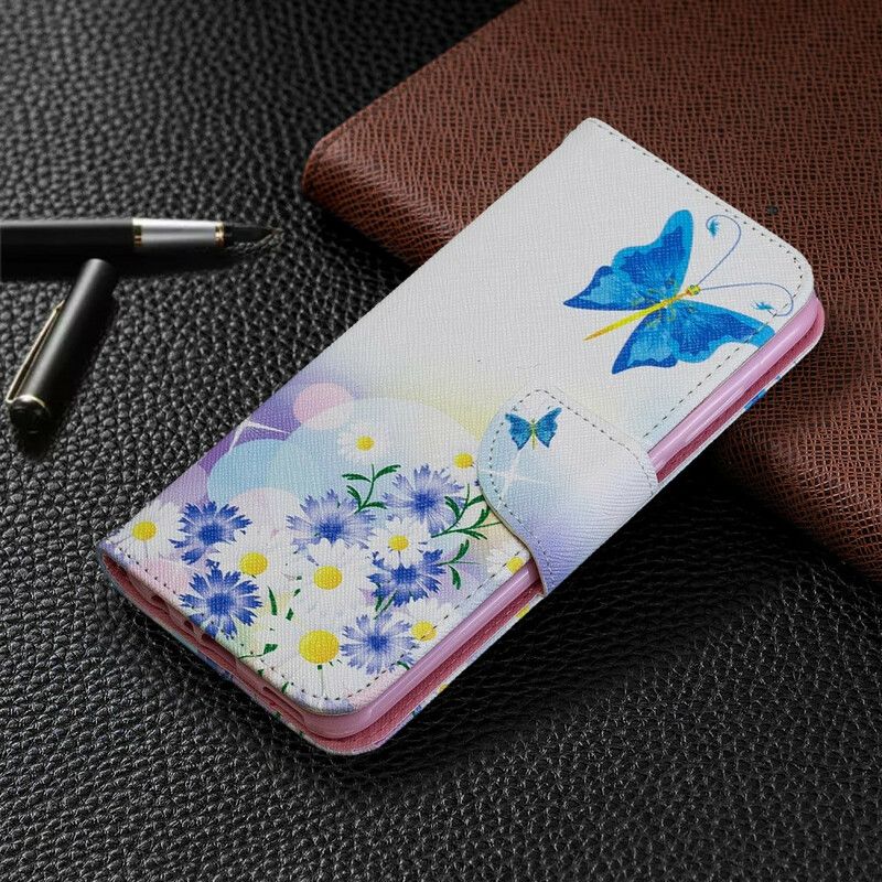 Flip Cover Huawei P Smart Plus 2019 Malede Sommerfugle Og Blomster