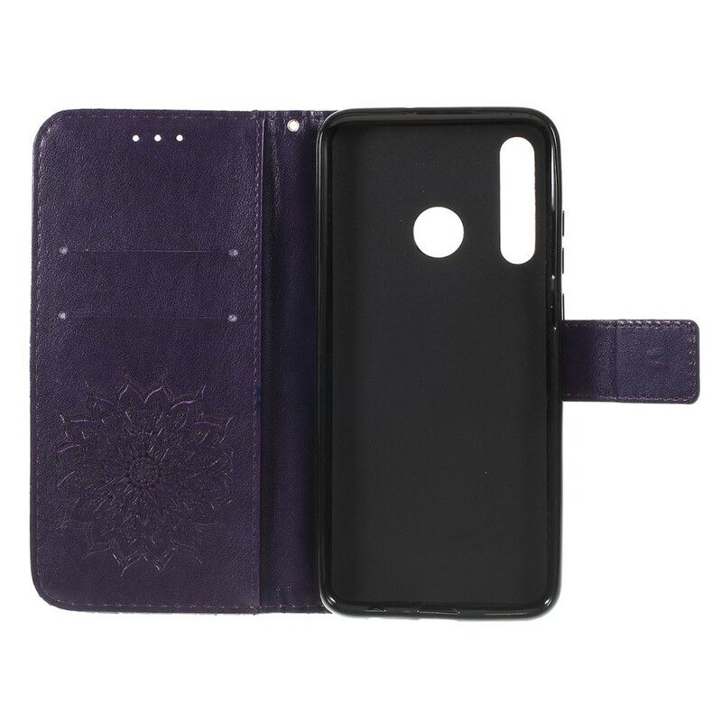 Flip Cover Huawei P Smart Plus 2019 Med Snor Thong Solblomst