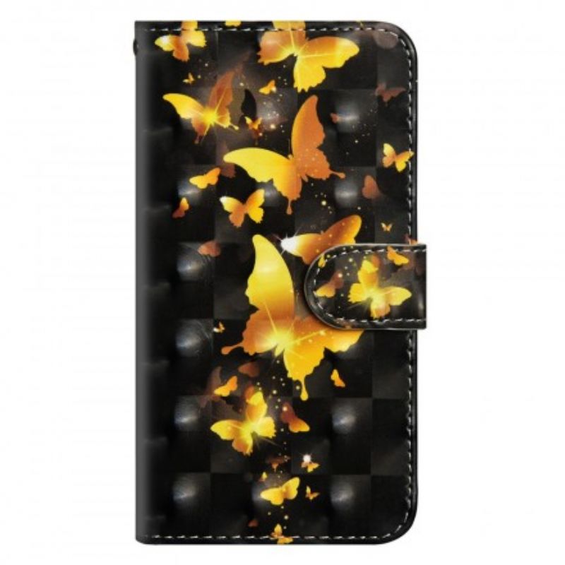 Flip Cover Sony Xperia 1 Gule Sommerfugle