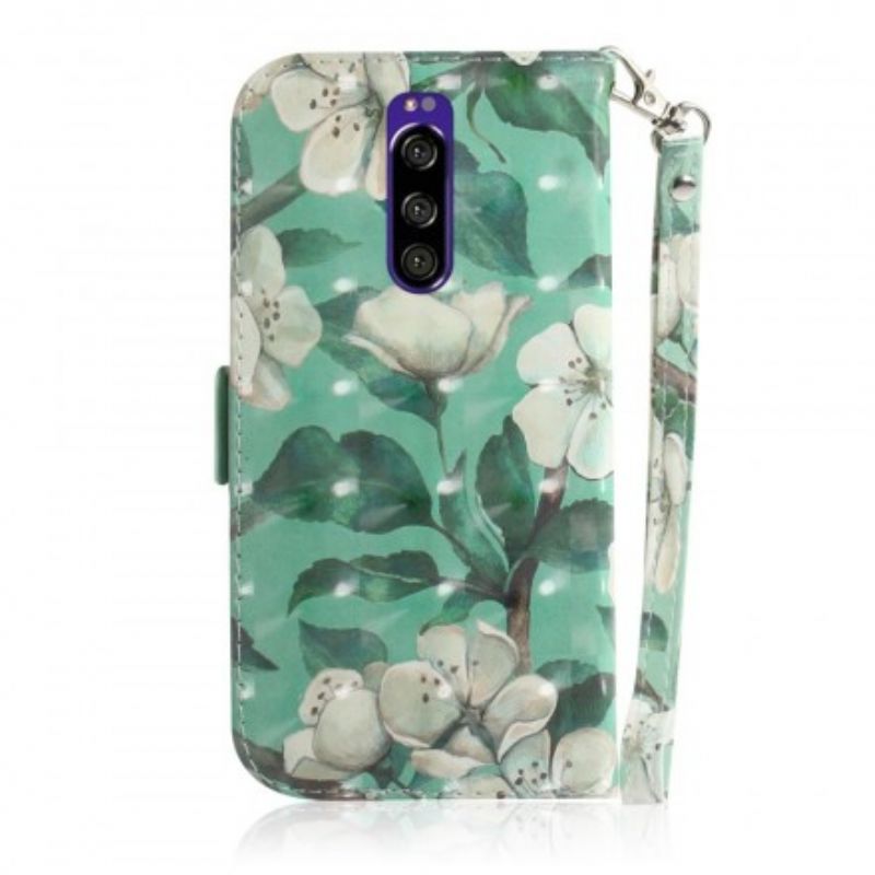 Flip Cover Sony Xperia 1 Med Snor Thong Blomstergren