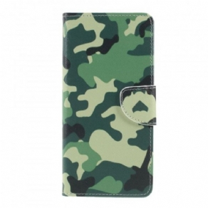 Læder Cover Sony Xperia 1 Militær Camouflage