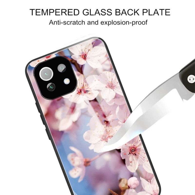 Cover Xiaomi Mi 11 Lite 5G NE / Mi 11 Lite 4G / 5G Hærdet Glasblomster