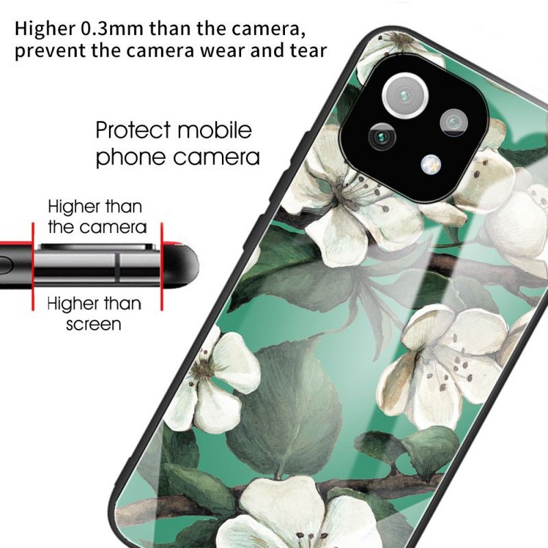 Cover Xiaomi Mi 11 Lite 5G NE / Mi 11 Lite 4G / 5G Hærdet Glasblomster