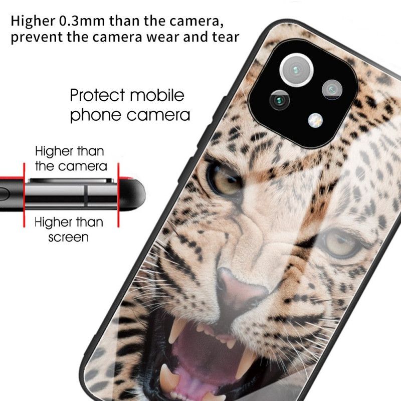 Cover Xiaomi Mi 11 Lite 5G NE / Mi 11 Lite 4G / 5G Leopard Hærdet Glas