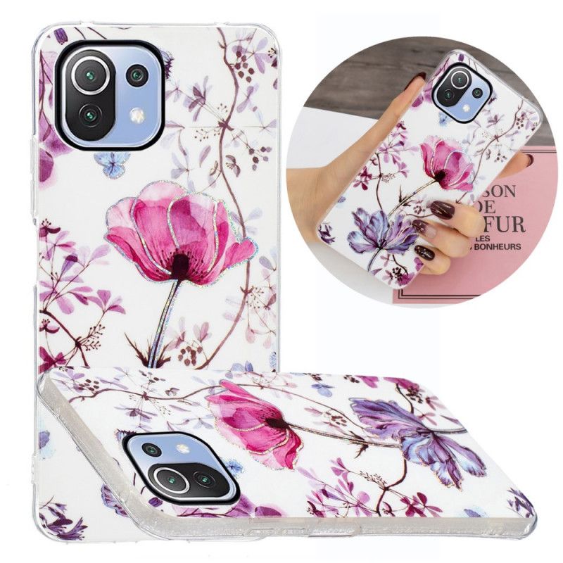 Cover Xiaomi Mi 11 Lite 5G NE / Mi 11 Lite 4G / 5G Marmorerede Blomster