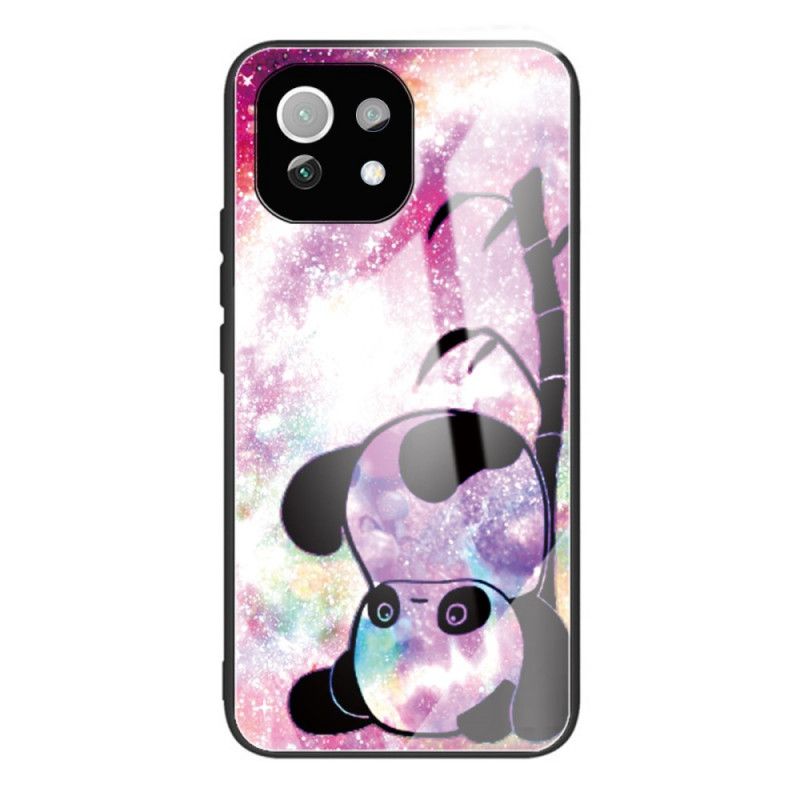 Cover Xiaomi Mi 11 Lite 5G NE / Mi 11 Lite 4G / 5G Panda Og Bambus Hærdet Glas