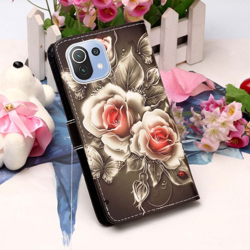 Flip Cover Xiaomi Mi 11 Lite 5G NE / Mi 11 Lite 4G / 5G Gyldne Roser