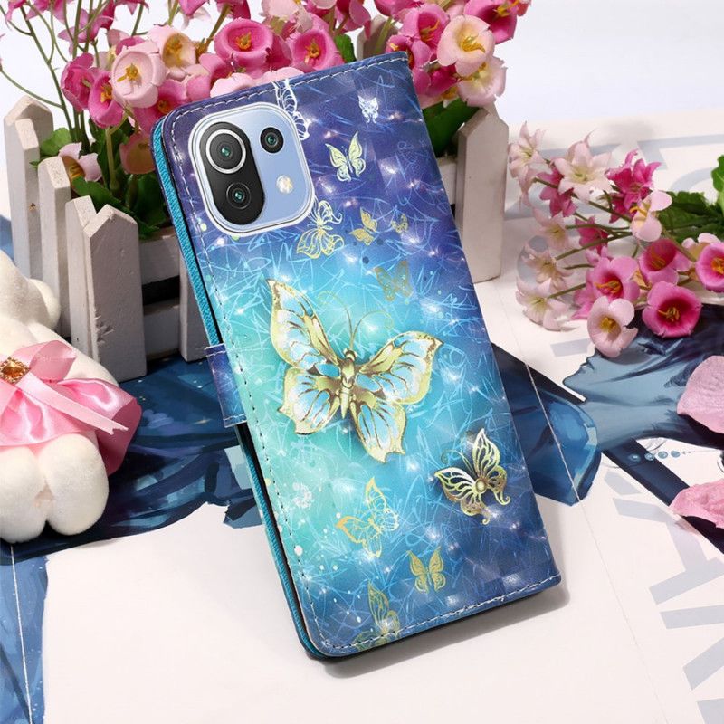 Flip Cover Xiaomi Mi 11 Lite 5G NE / Mi 11 Lite 4G / 5G Gyldne Sommerfugle