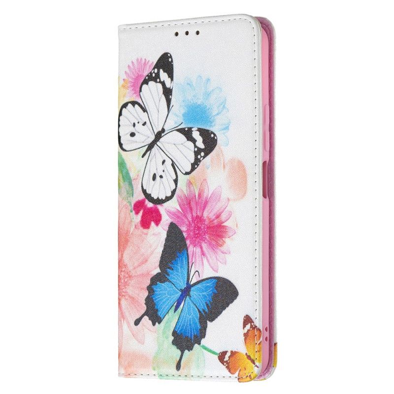 Flip Cover Xiaomi Mi 11 Lite 5G NE / Mi 11 Lite 4G / 5G Malede Sommerfugle Og Blomster