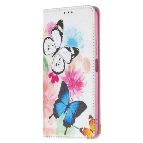 Flip Cover Xiaomi Mi 11 Lite 5G NE / Mi 11 Lite 4G / 5G Malede Sommerfugle Og Blomster