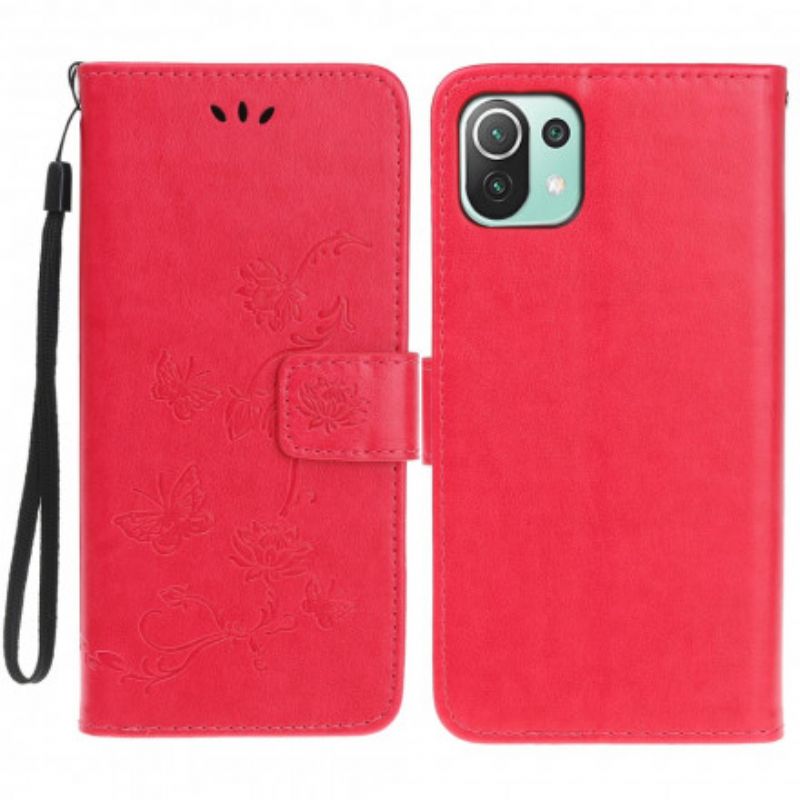 Flip Cover Xiaomi Mi 11 Lite 5G NE / Mi 11 Lite 4G / 5G Sommerfugle Og Blomster