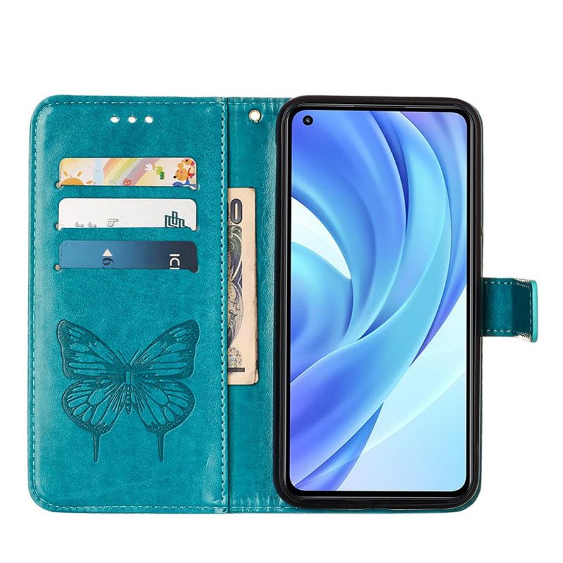 Flip Cover Xiaomi Mi 11 Lite 5G NE / Mi 11 Lite 4G / 5G Sommerfugledesign Med Snor