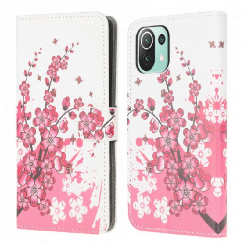 Flip Cover Xiaomi Mi 11 Lite 5G NE / Mi 11 Lite 4G / 5G Tropisk Blomst