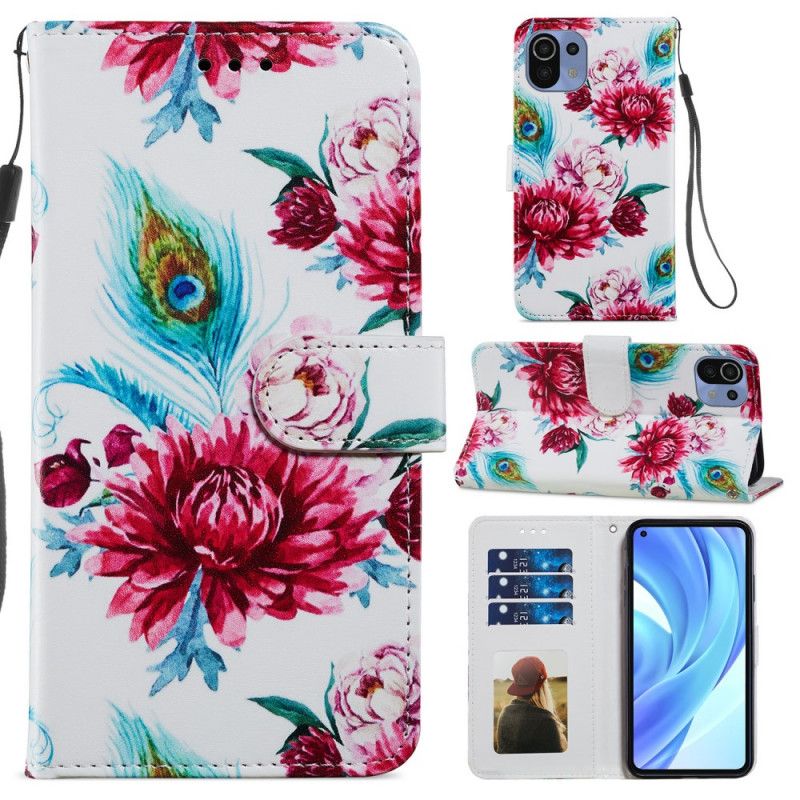 Læder Cover Xiaomi Mi 11 Lite 5G NE / Mi 11 Lite 4G / 5G Intense Blomster