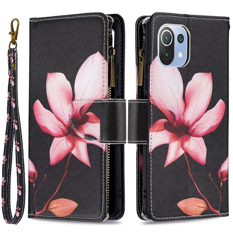 Læder Cover Xiaomi Mi 11 Lite 5G NE / Mi 11 Lite 4G / 5G Pink Flower Lynlåslomme