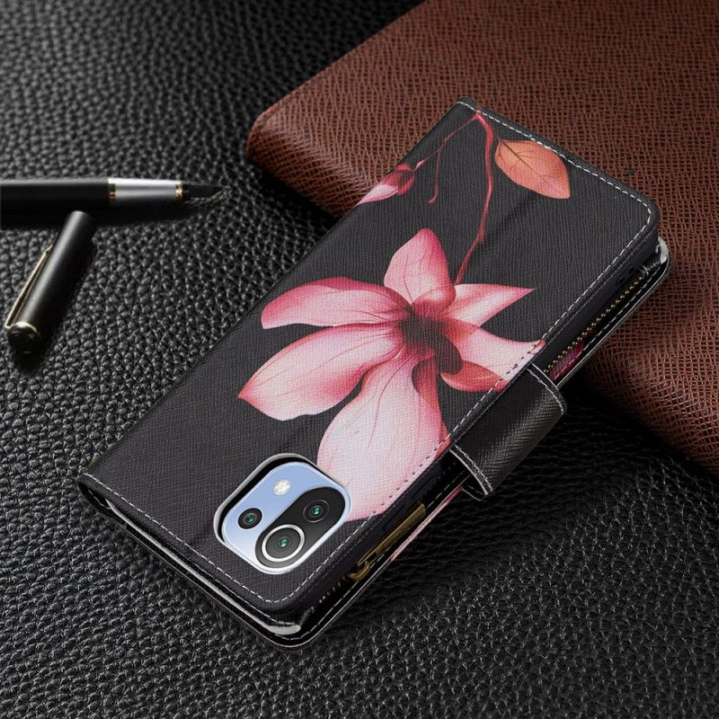 Læder Cover Xiaomi Mi 11 Lite 5G NE / Mi 11 Lite 4G / 5G Pink Flower Lynlåslomme