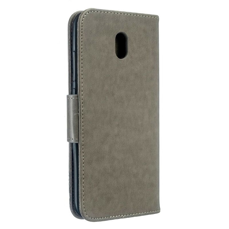 Flip Cover Xiaomi Redmi 8A Med Snor Sommerfugle Trykt Rem