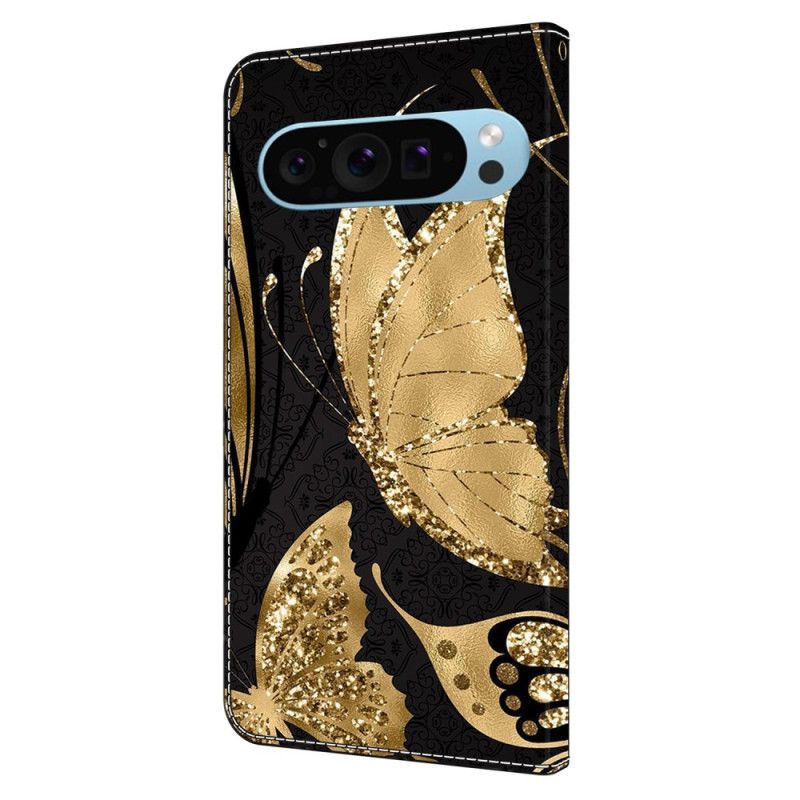 Flip Cover Google Pixel 9 Pro Xl Gyldne Sommerfugle