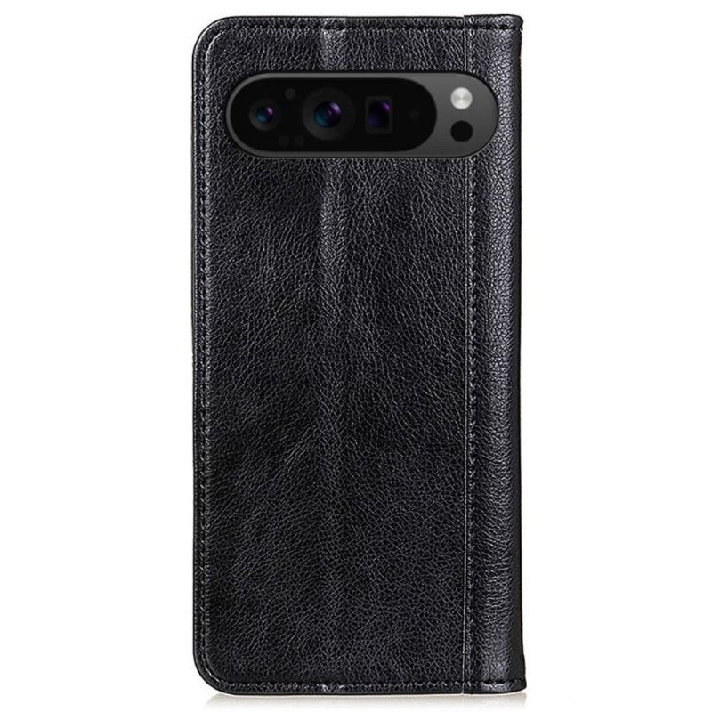 Læder Cover Google Pixel 9 Pro Xl Telefon Etui Litchi Texture Split Læder