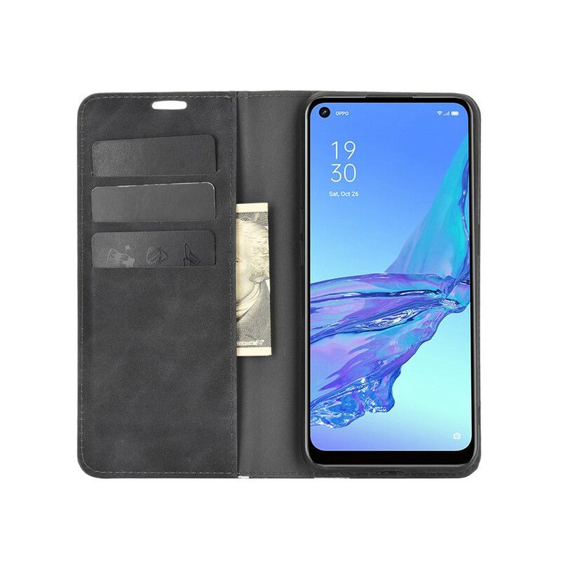 Cover Oppo A53 / A53s Flip Cover Blødt Lædereffekt