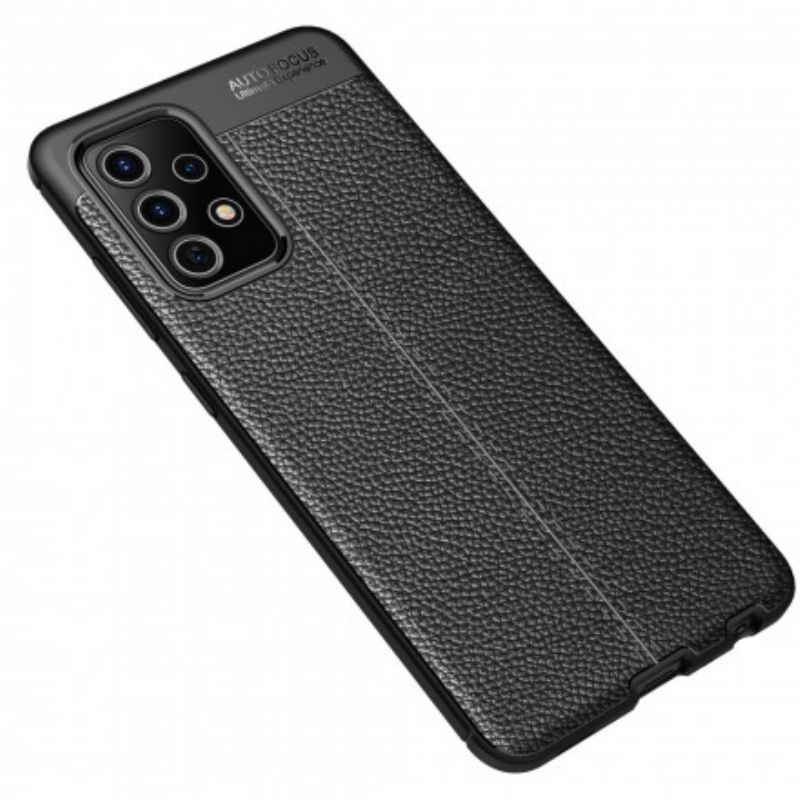 Cover Samsung Galaxy A72 4G / 5G Dobbelt Linje Litchi Lædereffekt