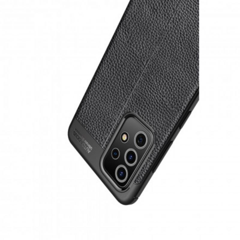 Cover Samsung Galaxy A72 4G / 5G Dobbelt Linje Litchi Lædereffekt