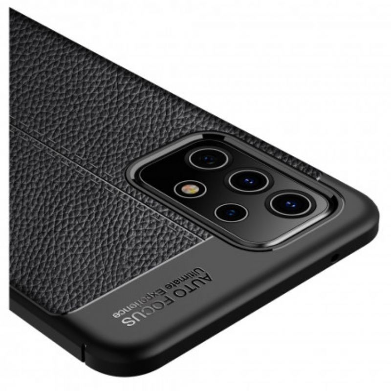 Cover Samsung Galaxy A72 4G / 5G Dobbelt Linje Litchi Lædereffekt