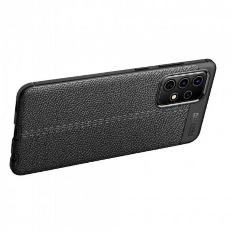 Cover Samsung Galaxy A72 4G / 5G Dobbelt Linje Litchi Lædereffekt