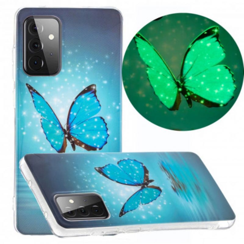 Cover Samsung Galaxy A72 4G / 5G Fluorescerende Sommerfugleserie