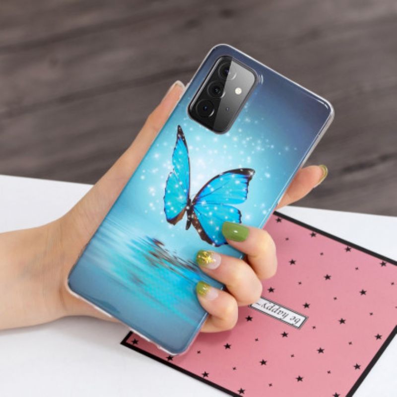 Cover Samsung Galaxy A72 4G / 5G Fluorescerende Sommerfugleserie