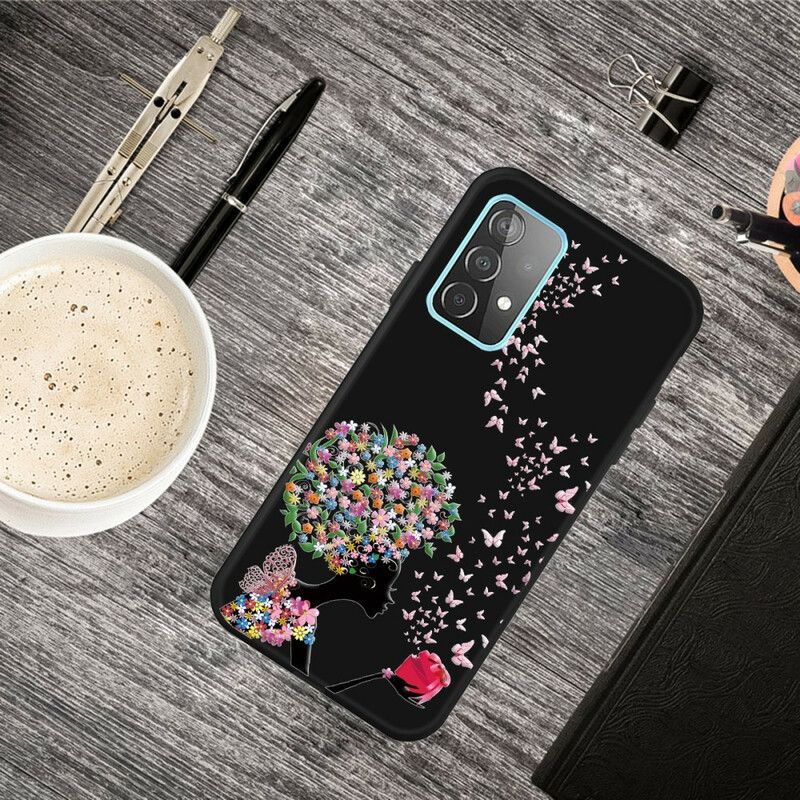 Cover Samsung Galaxy A72 4G / 5G Kvinde Med Blomsterhoved