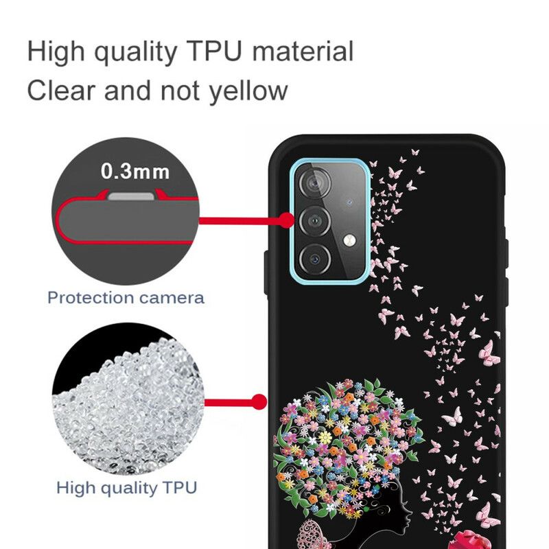 Cover Samsung Galaxy A72 4G / 5G Kvinde Med Blomsterhoved