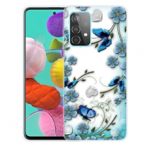 Cover Samsung Galaxy A72 4G / 5G Retro Sommerfugle Og Blomster