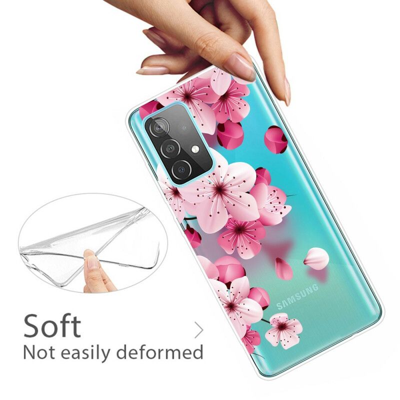 Cover Samsung Galaxy A72 4G / 5G Små Lyserøde Blomster