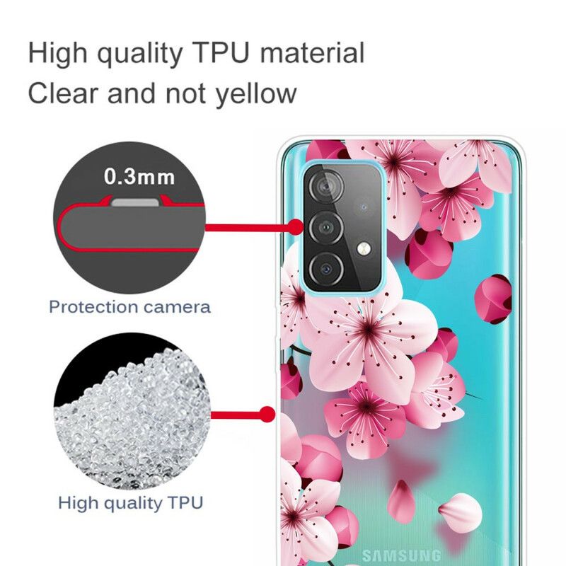 Cover Samsung Galaxy A72 4G / 5G Små Lyserøde Blomster