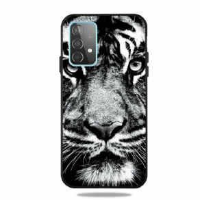 Cover Samsung Galaxy A72 4G / 5G Sort Og Hvid Tiger